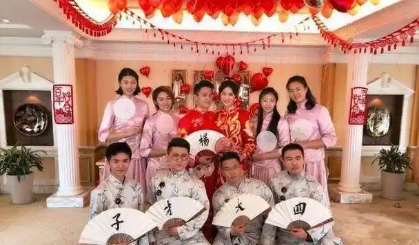 惠若琪大婚!伴郎团的身高与平均身高1米88伴娘团对比,有点尴尬