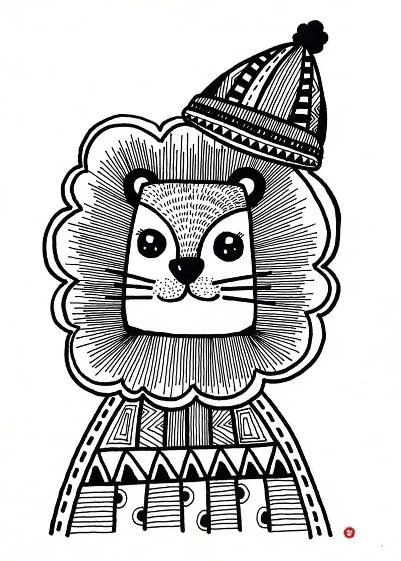 儿童线描画/狮子.#黑白线描画 #线描画 #画了个画 #线描 - 抖音