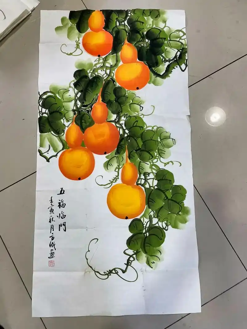 国画葫芦 可以提升富贵运,在风水中葫芦的谐音就是福禄.所以当 - 抖音