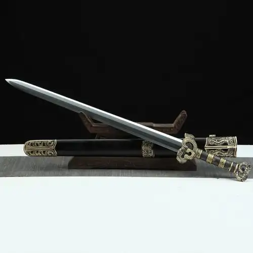 龙泉市刀剑花纹钢烧刃汉剑八面龙骨一体清剑防身硬剑冷兵器未开刃