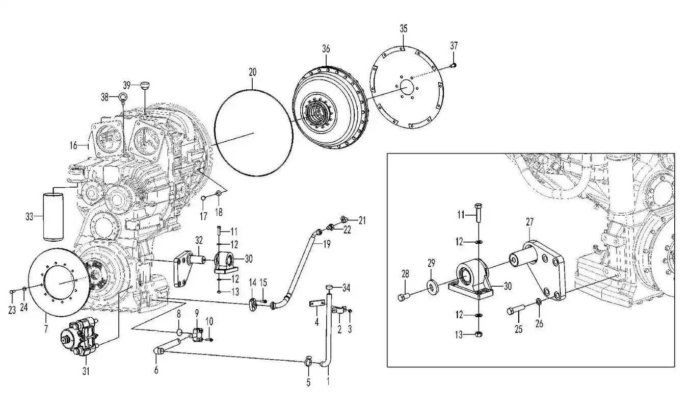 沃尔沃220e装载机变速箱.山东临工972/975/978装载机变速箱分解图.