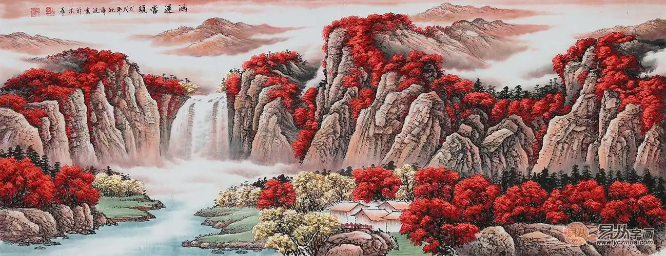 宏图大展薛波新作六尺横幅国画鸿运当头