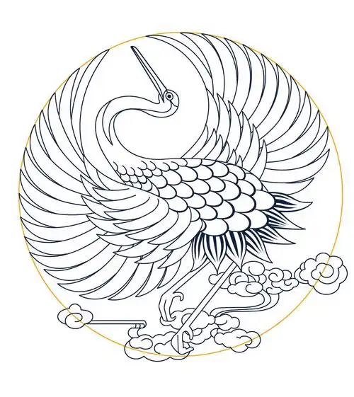 国潮国风传统图案鹤祥云插画素材