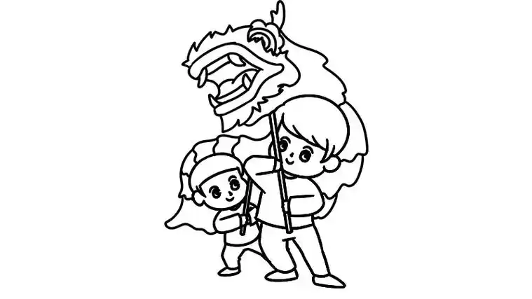 新年舞狮子简笔画 - 童乐福儿童网