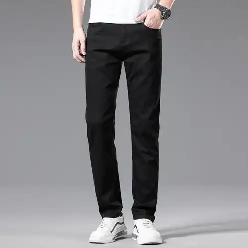 纯色牛仔裤男春夏季新款韩版宽松直筒帅气休闲微弹力男士长裤潮