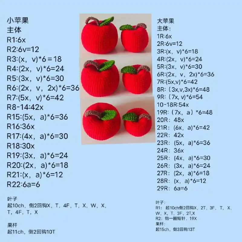 毛线钩织苹果图解