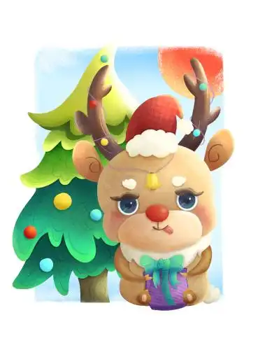 圣诞节小鹿扁平渐变