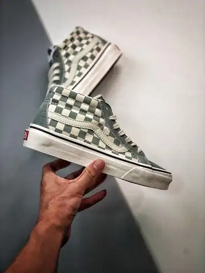 vans sk8-mid 万斯中邦 淡绿棋盘格 -gdf档口-潮流干货