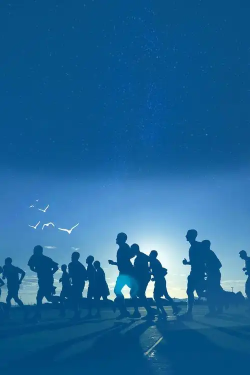 背景搜索 > 蓝色扁平化人物全民马拉松运动海报