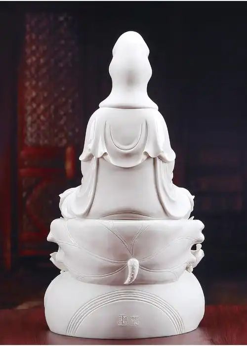 造趣zaoqu德化白瓷佛像摆件居家供奉观世音菩萨20寸坐莲圣观音