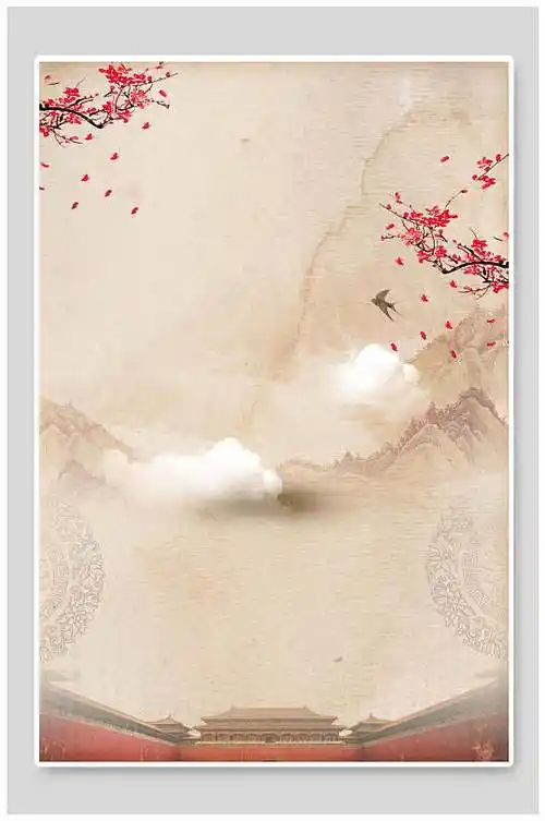 中国风背景复古宣纸祥云背景素材