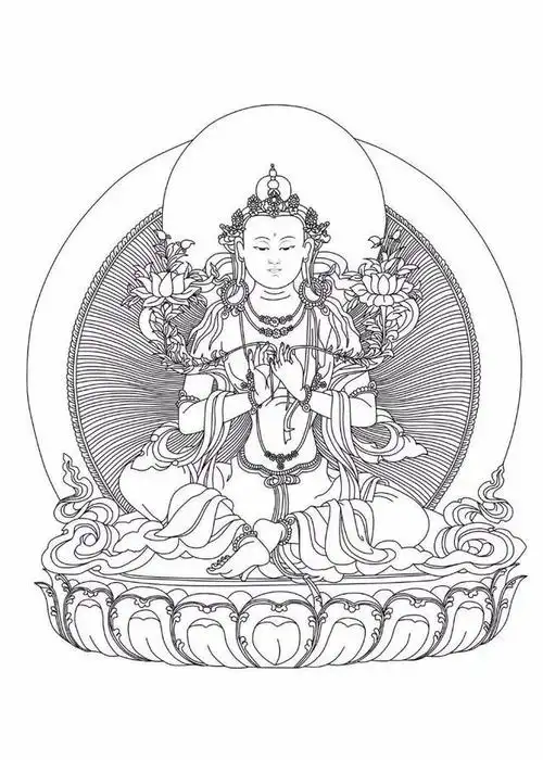 干货!难得一见的佛像白描线稿,收藏起来放假画