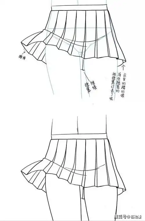 下面就为大家分享一组简单又的好看的百褶裙画法