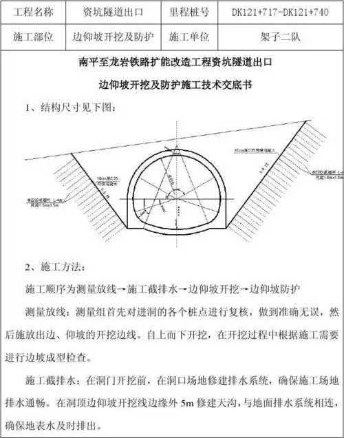 资坑隧道出口边仰坡开挖及防护