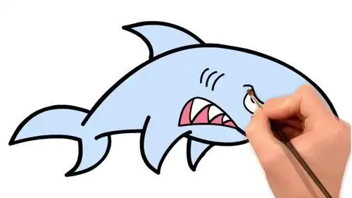 鲨鱼简笔画彩色 鲨鱼简笔画彩色可爱