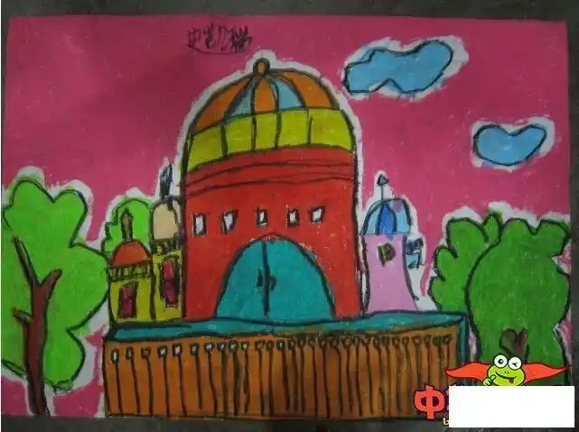 城堡简笔画红色