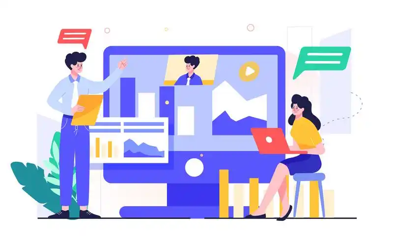 商务办公人物面试交谈沟通对话团队合作插画