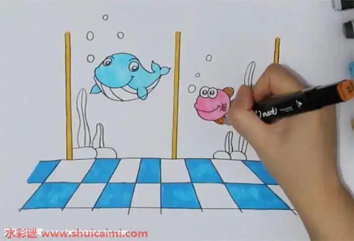 海洋馆怎么画海洋馆简笔画彩色