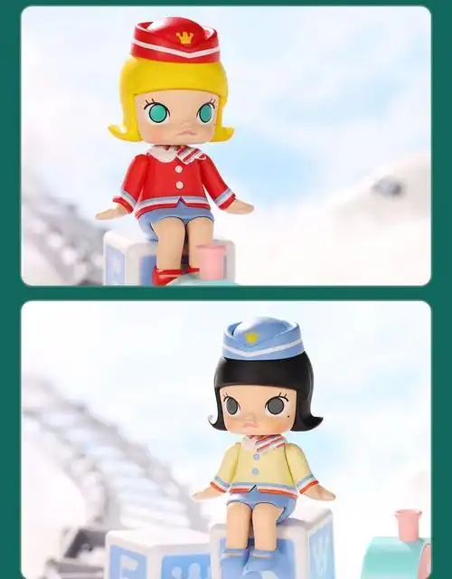 盲盒molly泡泡玛特茉莉小火车系列公主手办公仔 娃娃可爱汽车摆件 红