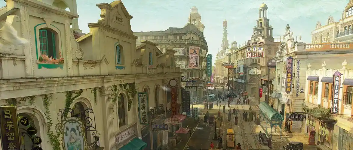 老上海街景,改景练习书房17举报34分享原创作品插画概念设定场景民国