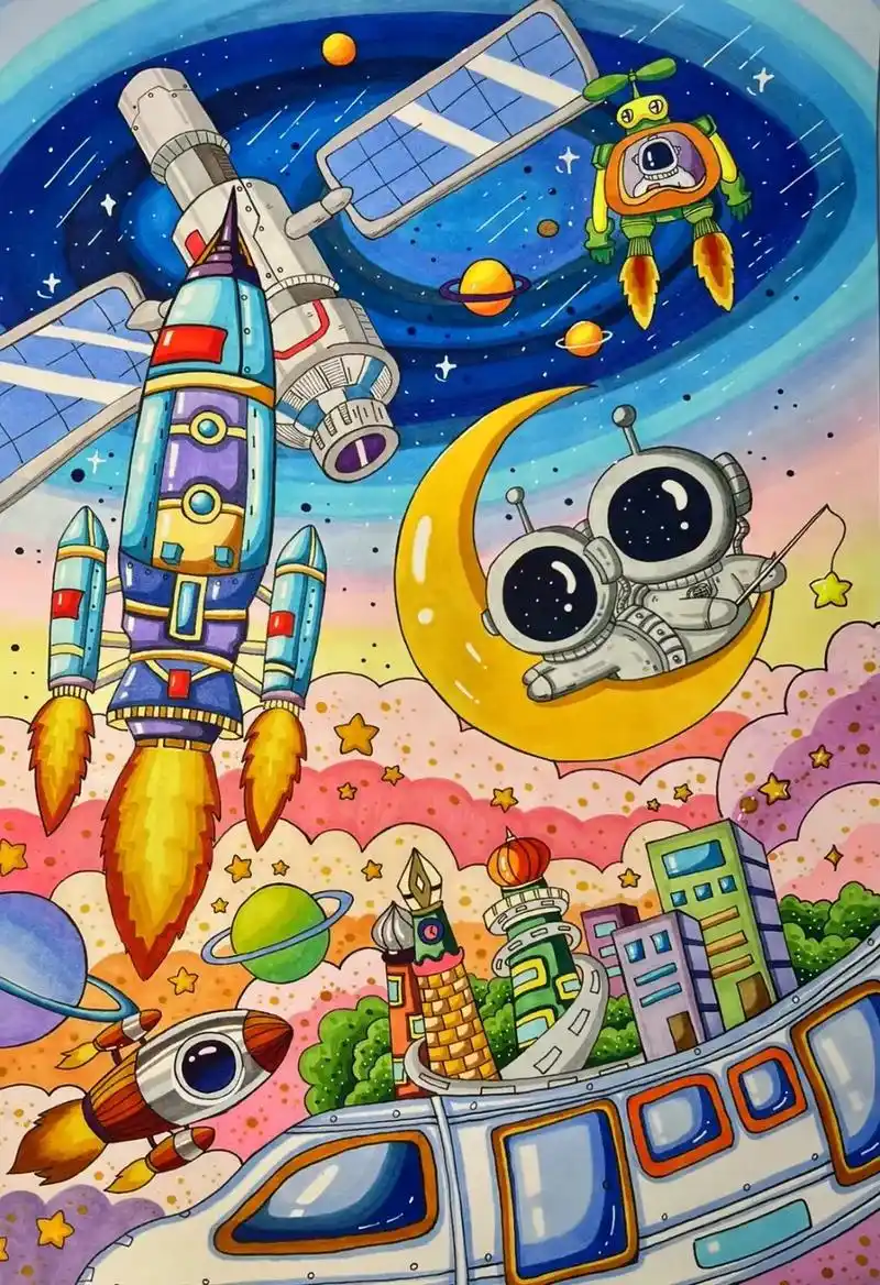 儿童画科学幻想 - 抖音