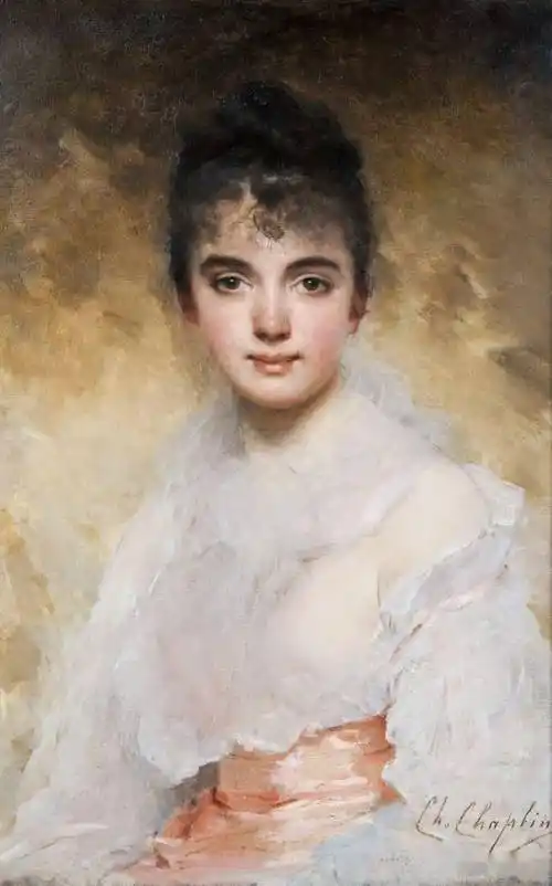 油画中的法国少女清纯唯美肤如凝脂