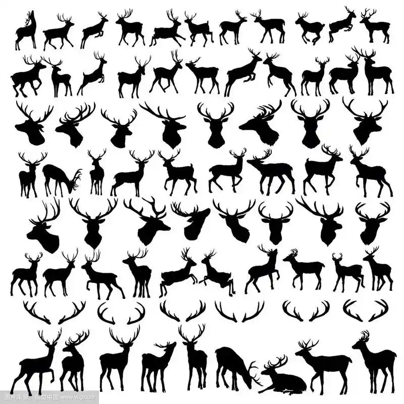 大量鹿的剪影