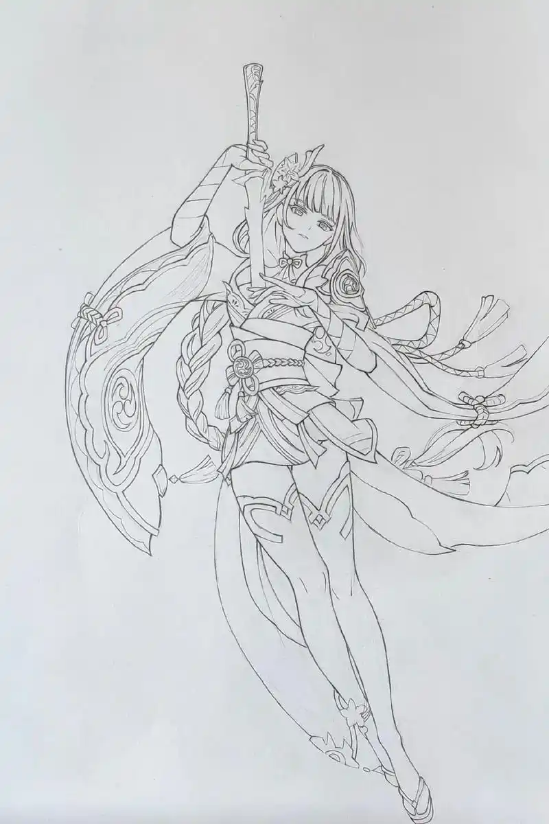 原神线稿合集 不知不觉画了这么多张原神,目标画完原神全角色  - 抖音