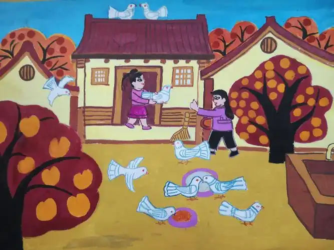 鄠邑区北街小学农民画兴趣班活动剪影