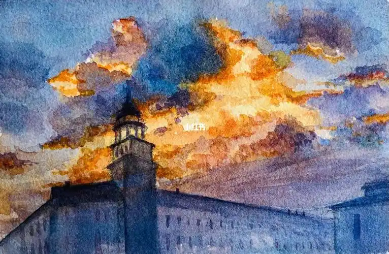 临摹一张火烧云_临摹_水彩画_绘画_绘画临摹_兴趣爱好_绘画