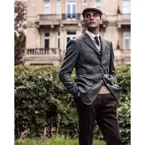 norfolk诺福克夹克 复古英伦粗花呢狩猎装 秋冬羊毛修身外套男