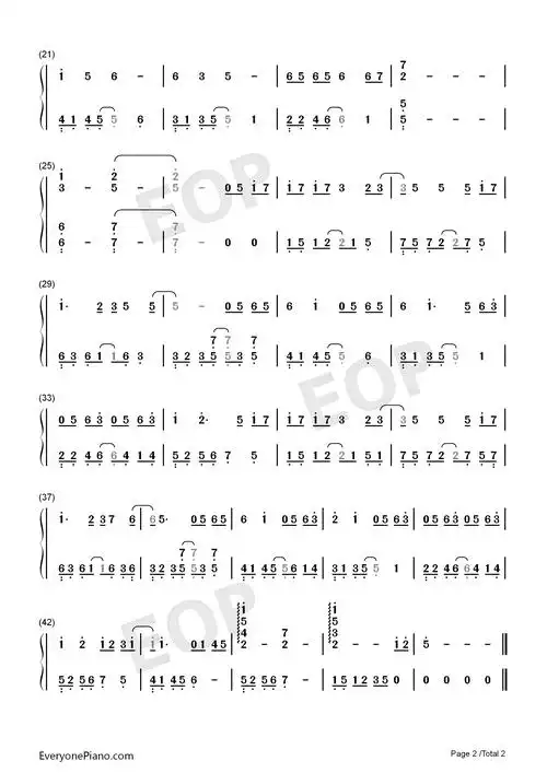 岁月神偷-抒情版双手简谱预览2