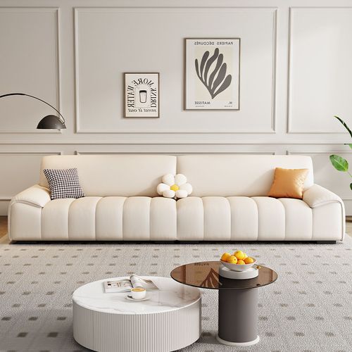 新款奶油风钢琴键真皮沙发客厅简约现代法式头层牛皮大小户型沙发