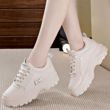 鞋女厚底软底小白鞋冬季新款休闲韩版显瘦鞋子女老爹鞋米色标准码40