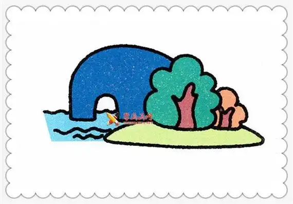 儿童彩色山水风景简笔画6