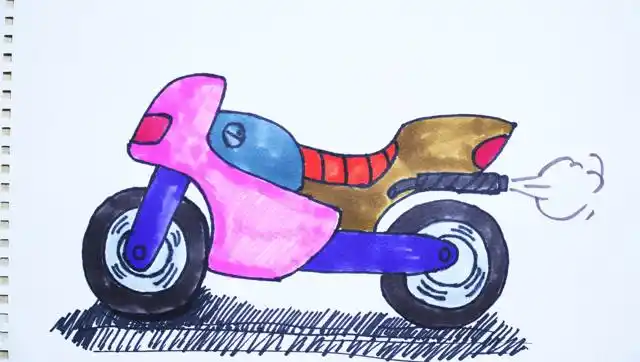 神笔简笔画摩托车成片儿童绘画早教场景教程大全