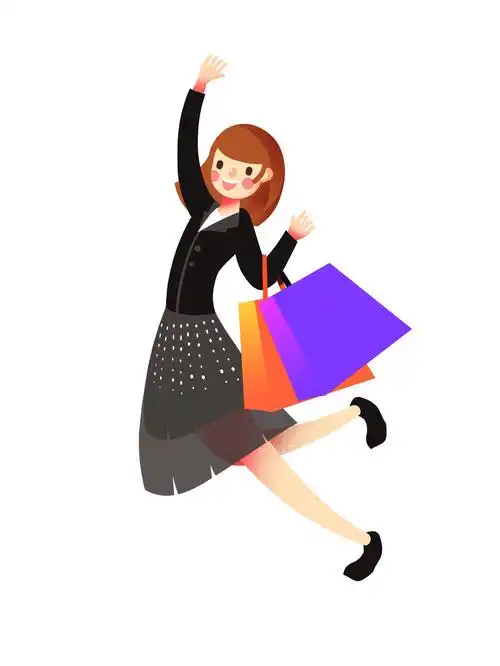 卡通手绘女生电商购物网购海报闪屏插画