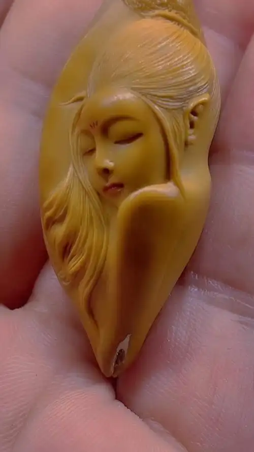 橄榄核雕刻#四海老师的美女