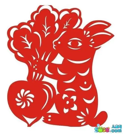 动物剪纸图案大全-兔子抱萝卜