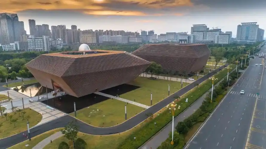 鸟瞰上饶市博物馆