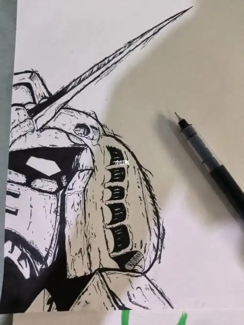 昨天用直液笔画的元祖高达真的好累