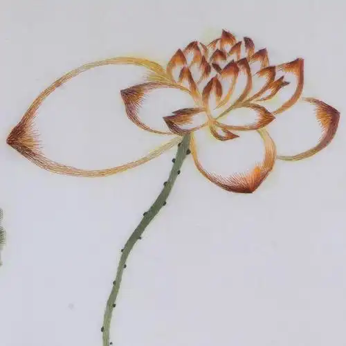 张琳苏绣真丝《莲藕》平/乱针绣 天工艺品