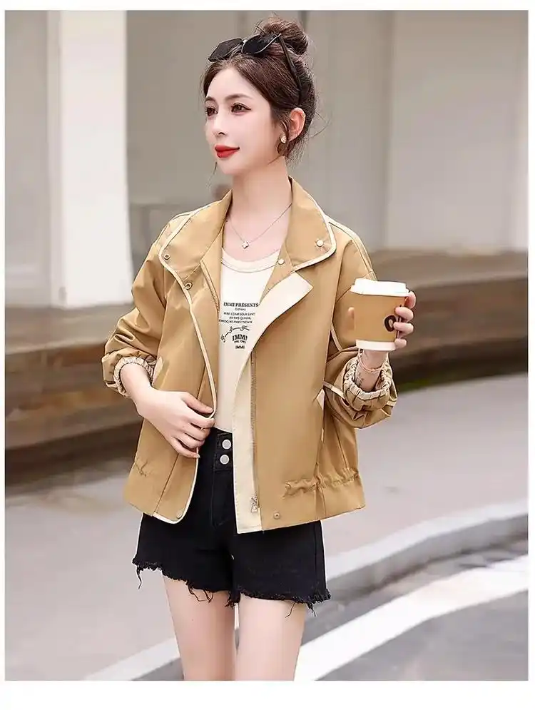 小香风外套女短款2024新款时尚撞色气质翻领宽松女士夹克上衣 - 抖音