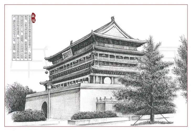 钢笔画---西安