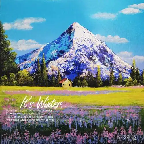 日月星辰,山水风光临摹油管大神尺寸:30*30画框颜料:蒙马特丙烯用油画