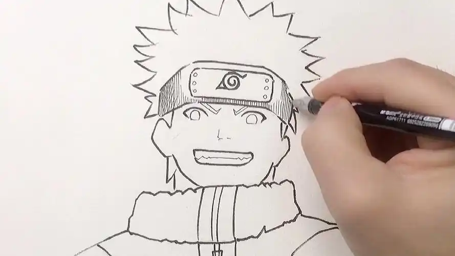 漩涡鸣人火影忍者线描简笔画_哔哩哔哩_bilibili