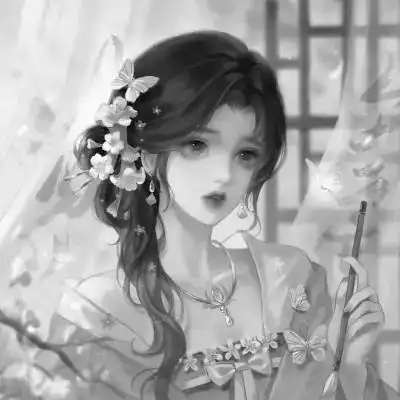 动漫古风头像黑白图片(男女都有)_动漫头像_头像屋