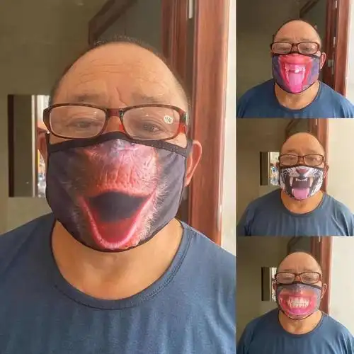 仿真人脸搞怪图案口罩3d搞笑网红同款表情恶搞沙雕个性水洗印花洋