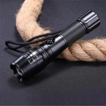 手电筒可充电超亮强光战术远光远射伸缩军聚光打猎鸟小型电灯手灯