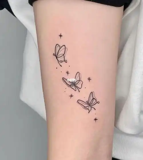 沈阳纹身简约线条梦幻蝴蝶03